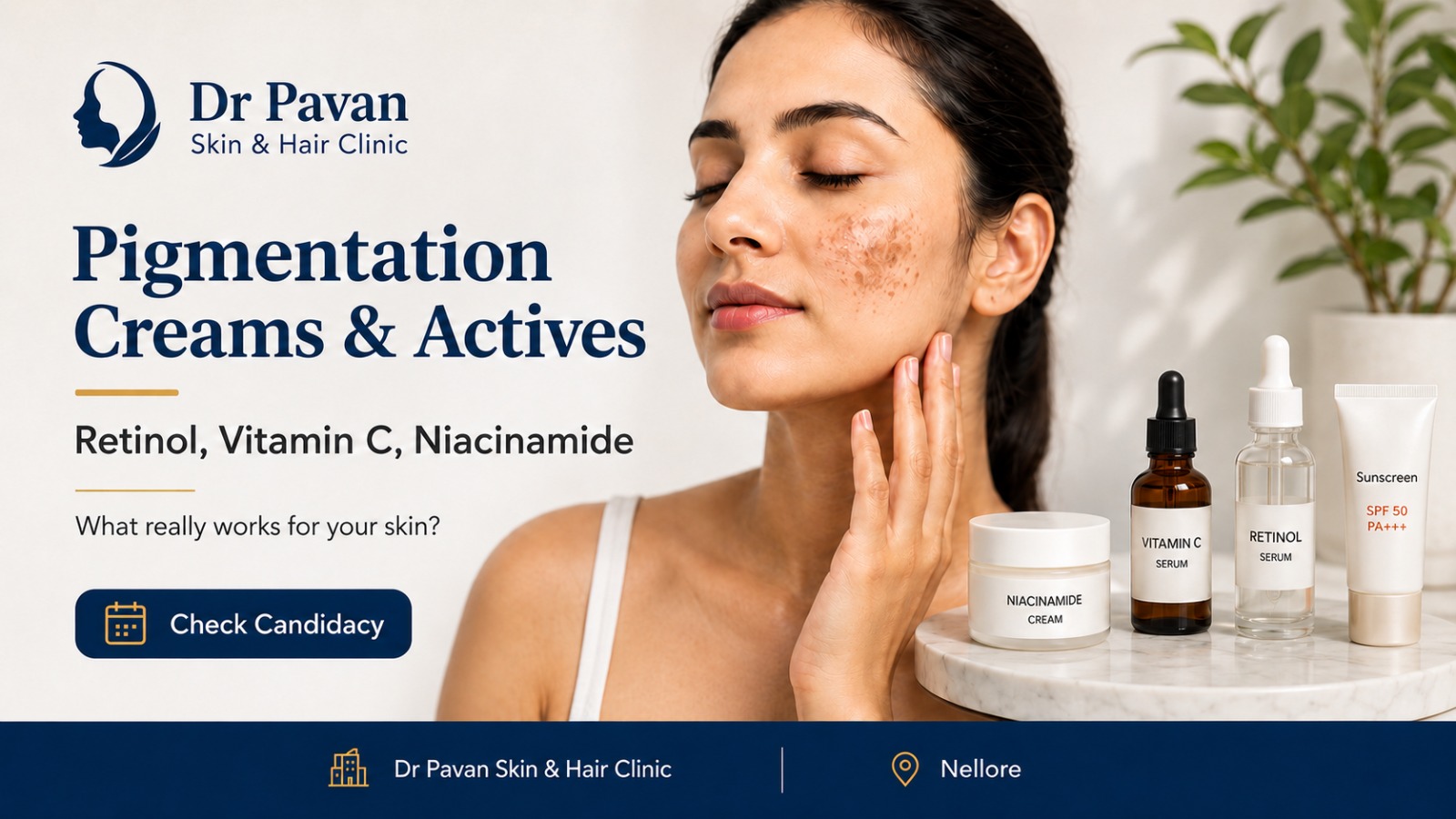 Wrinkle care with retinol, vitamin C and collagen at Dr Pavan Skin & Hair Clinic, Nellore