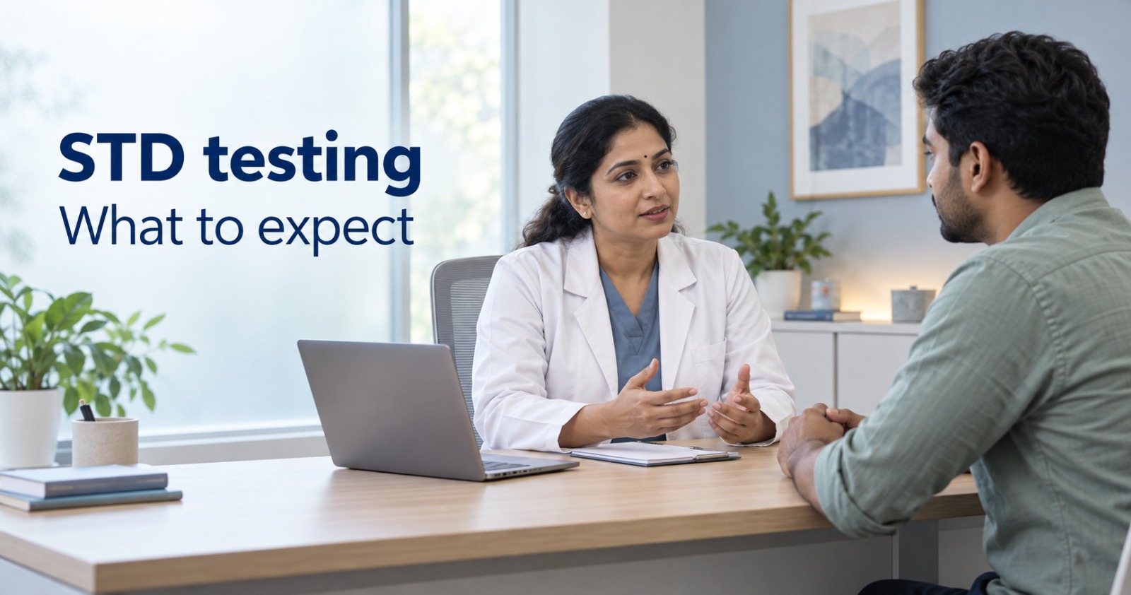 STD testing guide explaining who should get tested, types of tests, window periods, results, and what to expect during a doctor consultation.